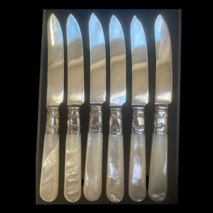 Shreve & Co.  Sterling silver and mother of pearl fruit knives